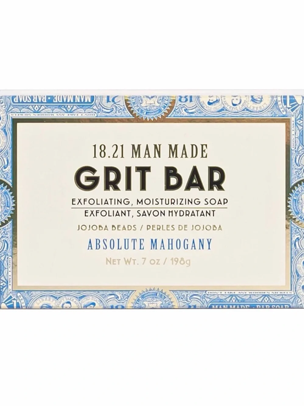 18.21 MAN MADE Grit Bar Absolute Mahogany Exfoliating Soap Bar 7 oz Made in USA